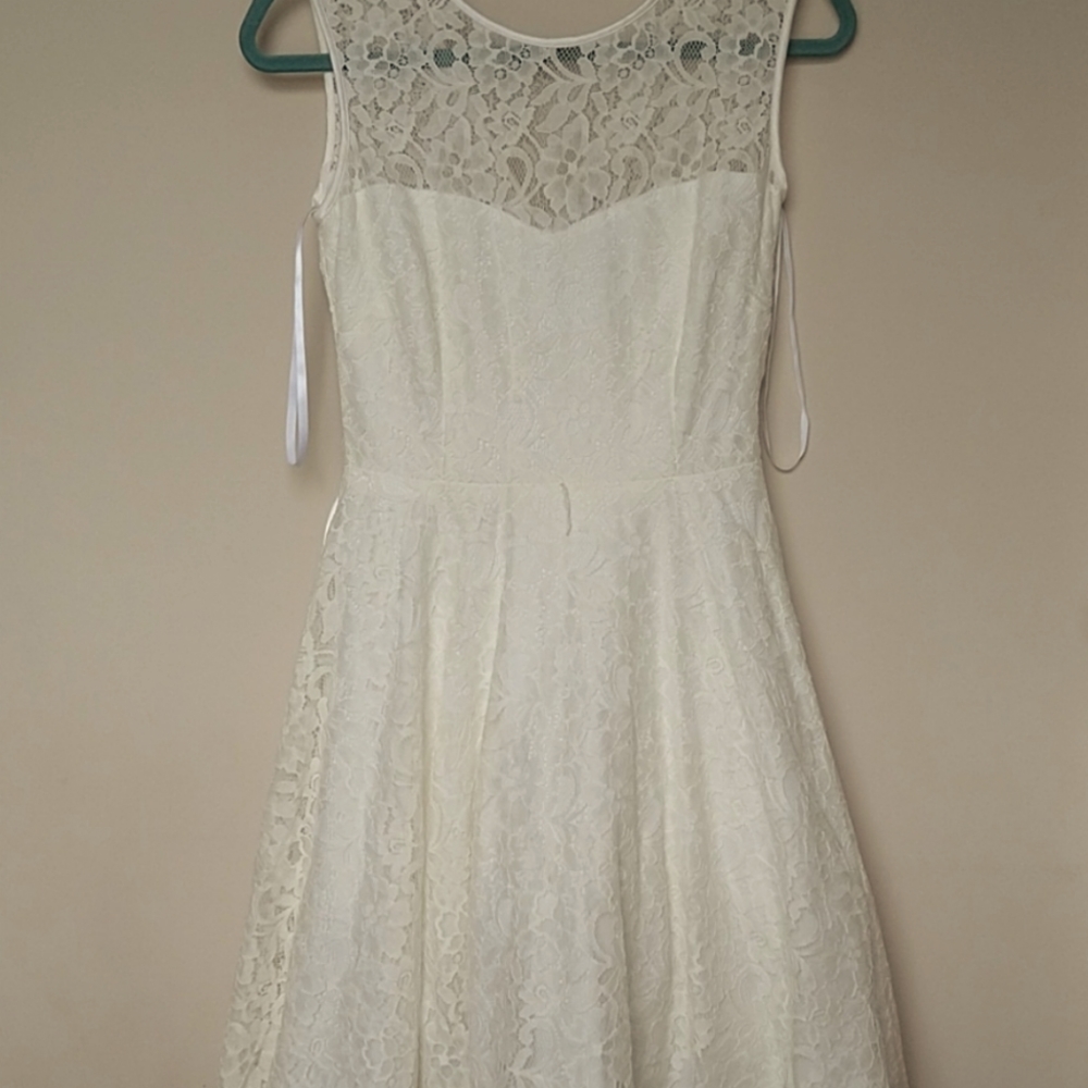 Off-White Flower Printed Dress